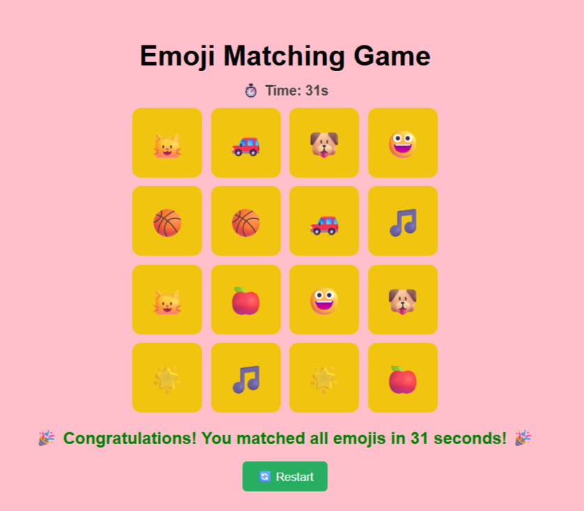 Emoji Matching Game